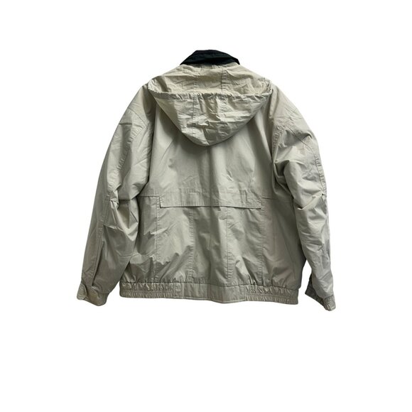 London Fog Mens Beige Removable Lined Jacket Size Large Waterproof Nylon Shell - Picture 12 of 16